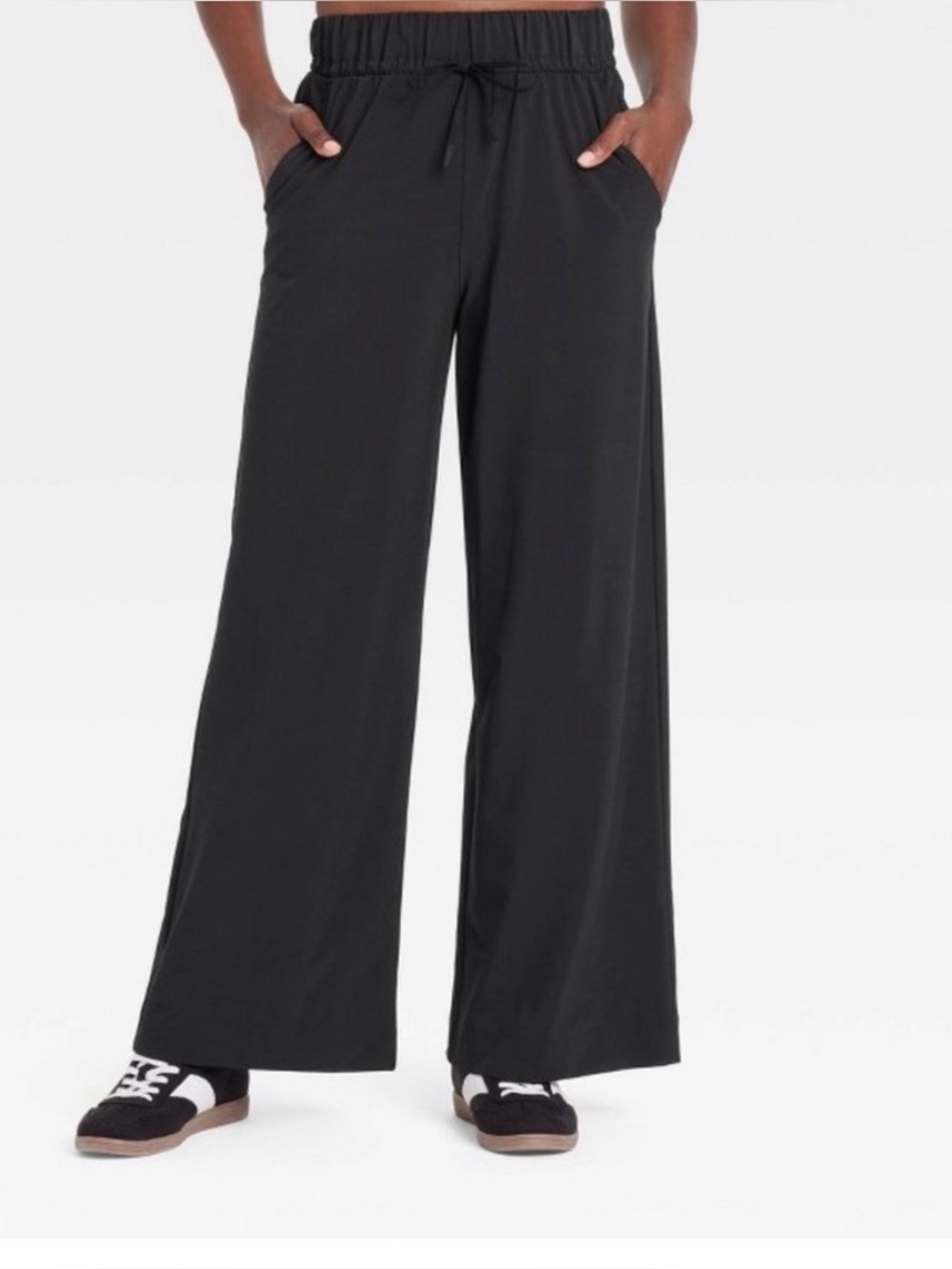 all in motion Black Wide-Leg Track Pants with Drawstring